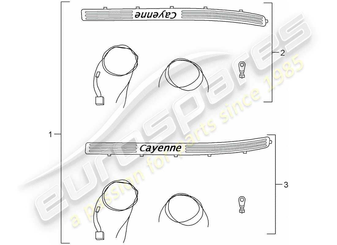 porsche tequipment cayenne (2004) scuff plate - sill panel part diagram