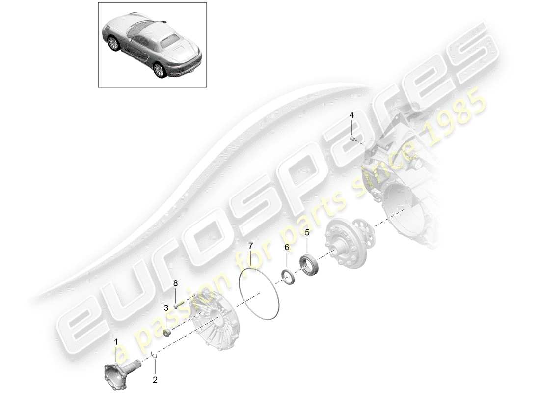 porsche 718 boxster (2017) manual gearbox part diagram