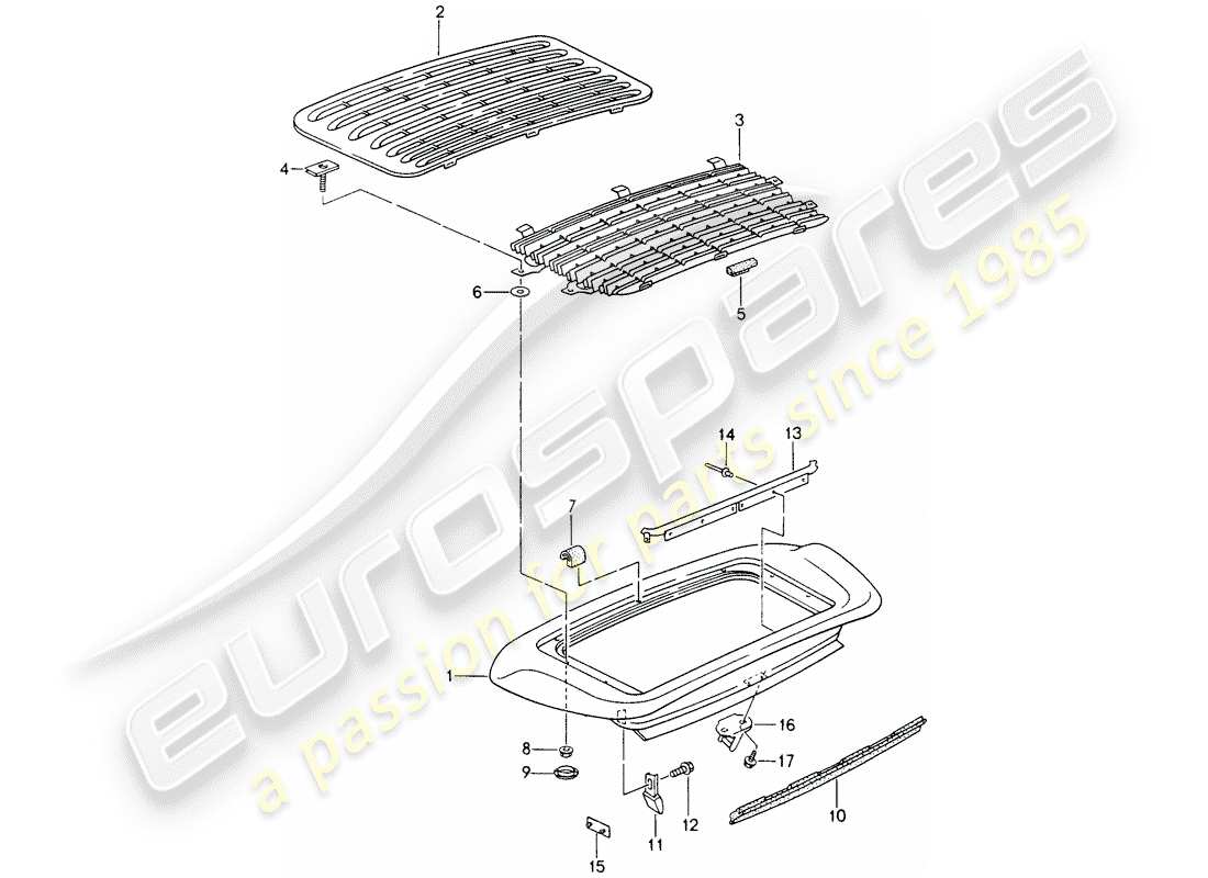 porsche 993 (1996) rear spoiler part diagram