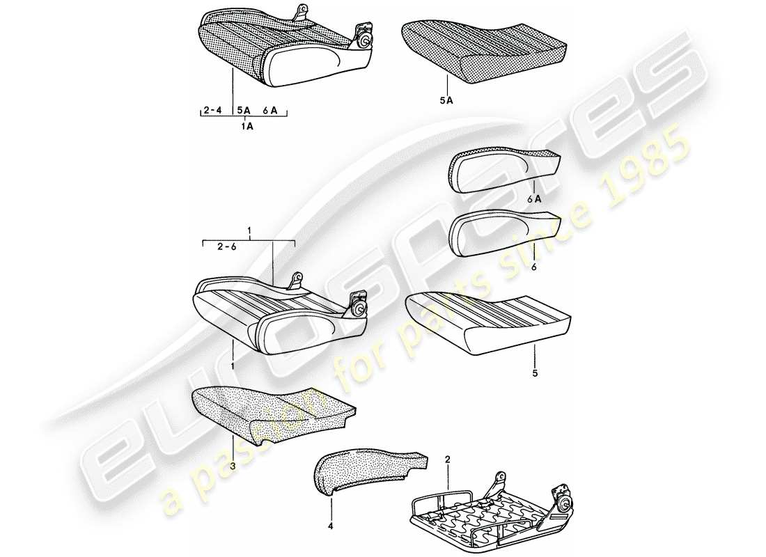 porsche 928 (1982) sports seat - seat cushion - single parts - d - mj 1980>> part diagram