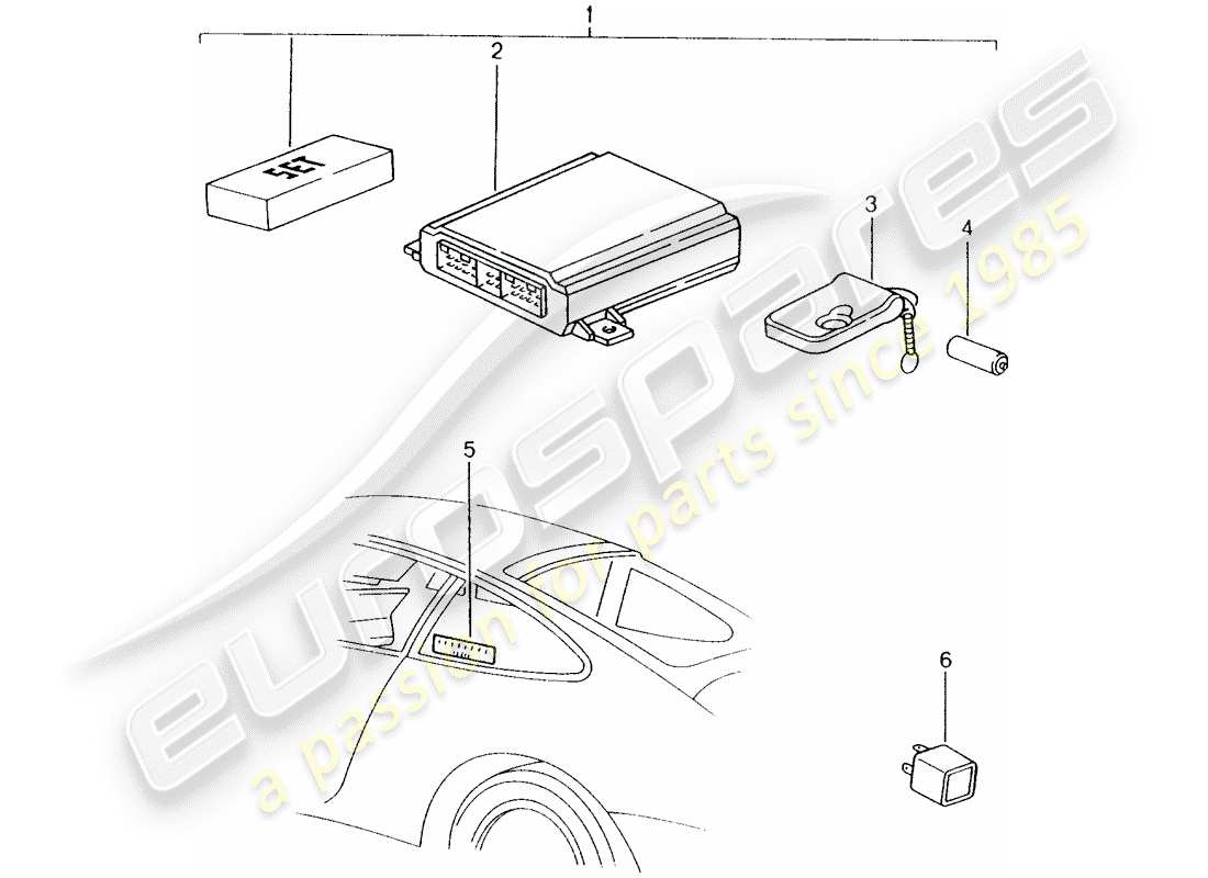 porsche tequipment catalogue (1995) alarm system part diagram