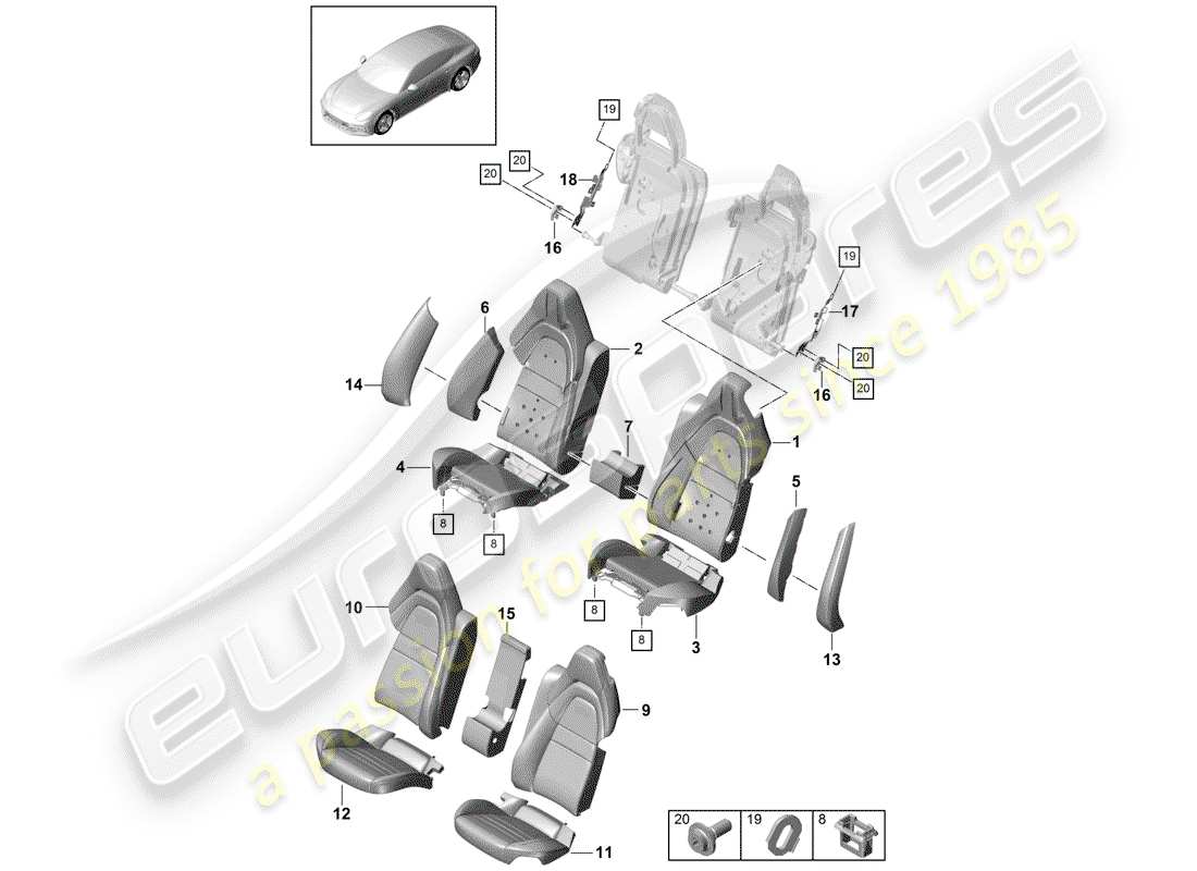 porsche panamera 971 (2018) seat part diagram