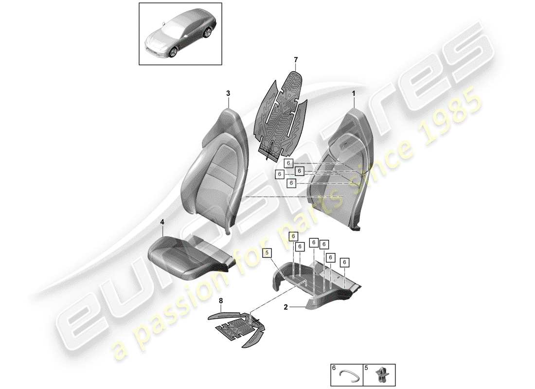 porsche panamera 971 (2019) seat part diagram