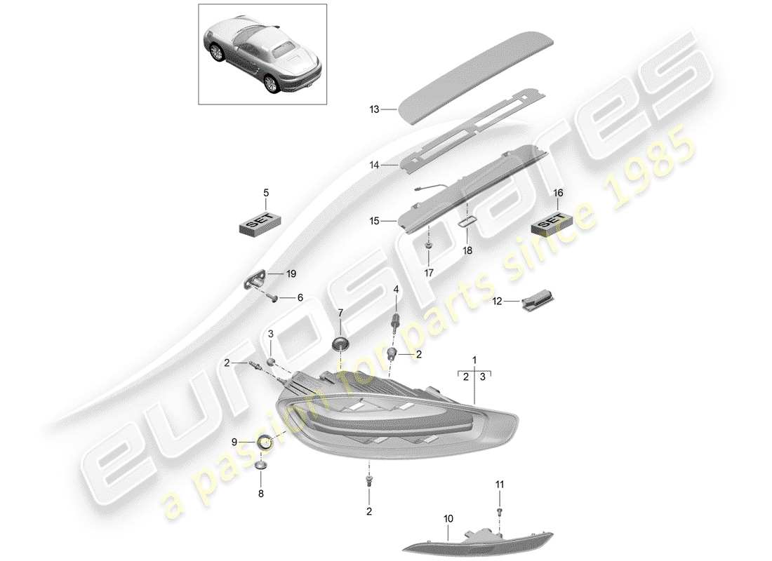 porsche 718 boxster (2020) rear light part diagram