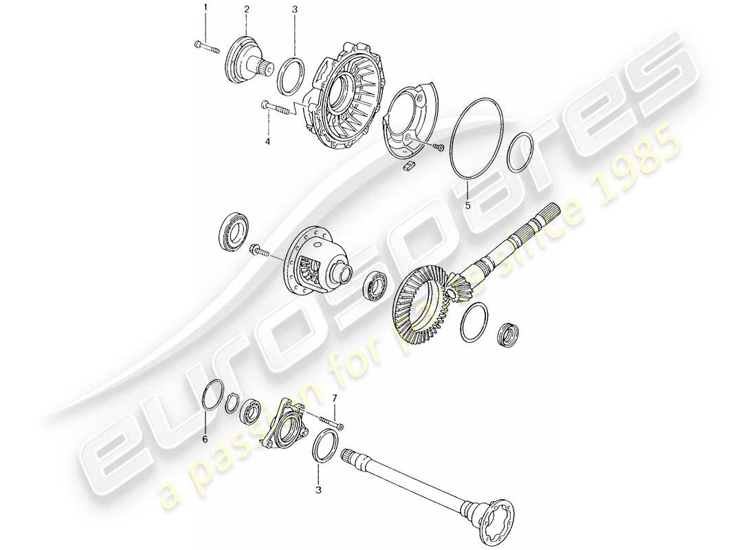 porsche 996 (2005) tiptronic - - differential - differential case part diagram