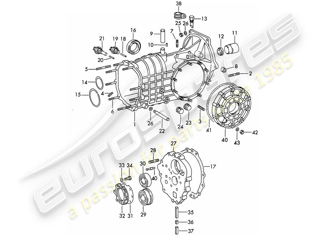 porsche 911 (1970) transmission case - sportomatic - typ 925 - d - mj 1972>> part diagram