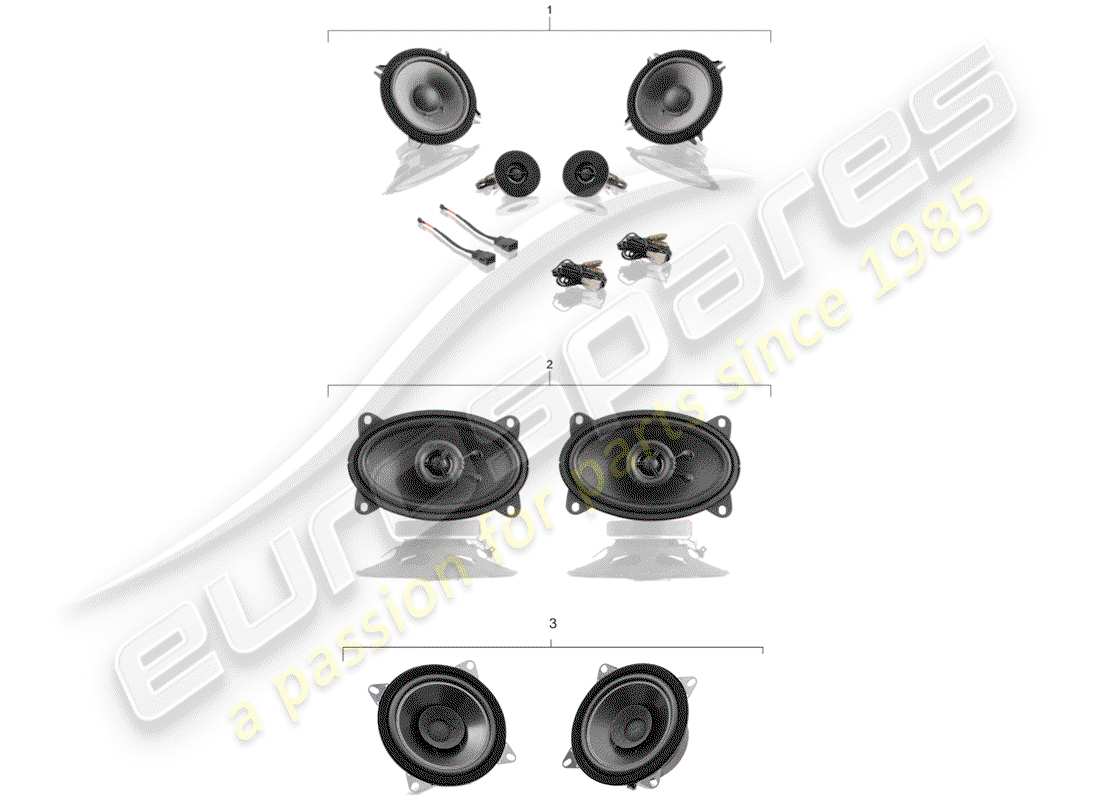 porsche classic accessories (1958) porsche classic - loudspeaker kit - sound system part diagram