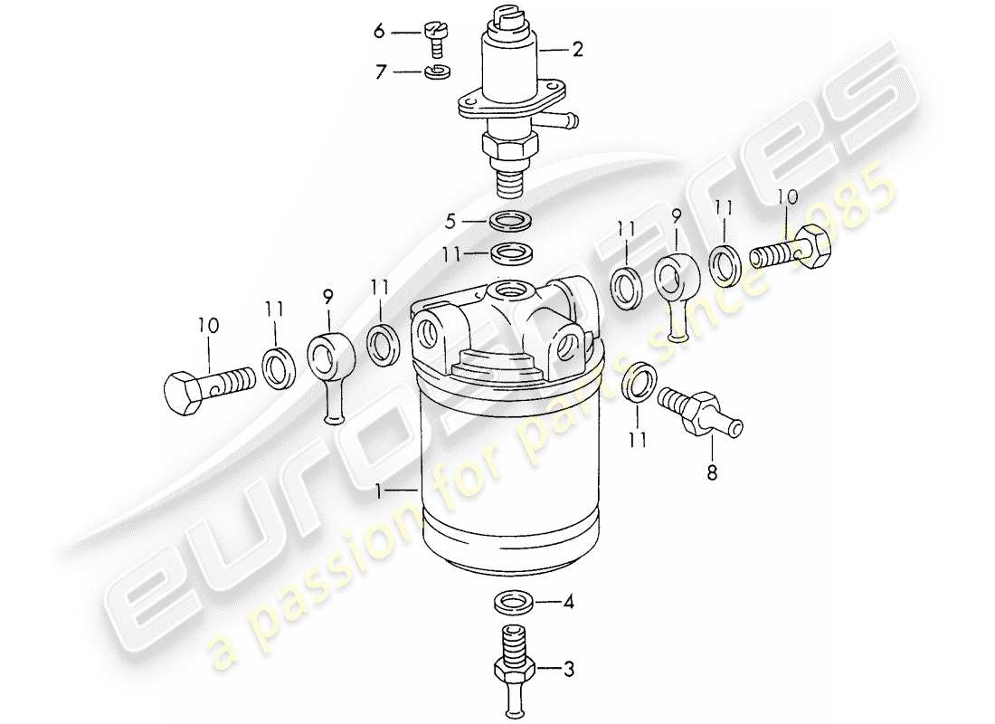 porsche 911 (1971) repair material - for - fuel filter - - bosch - part diagram