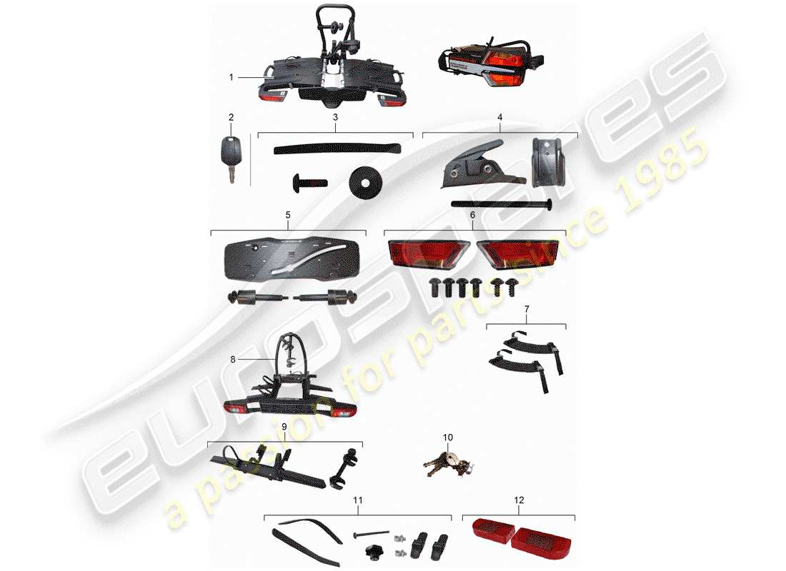 porsche tequipment cayenne (2007) bike carrier for part diagram