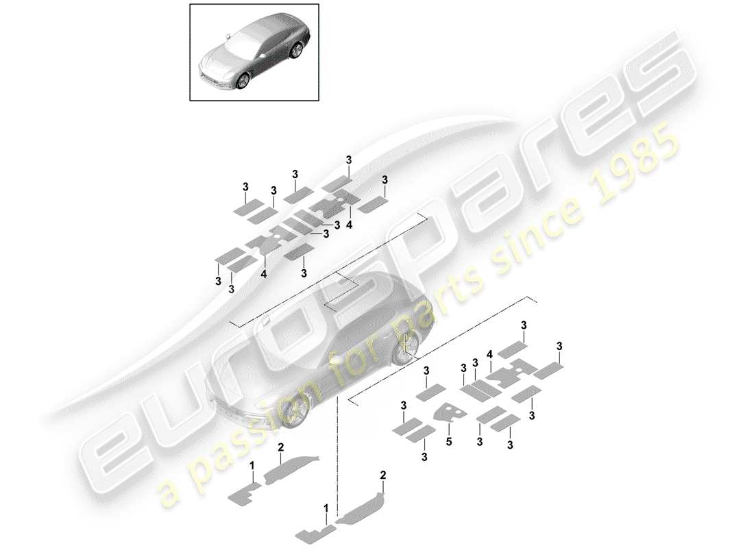 porsche panamera 971 (2018) sound absorber part diagram