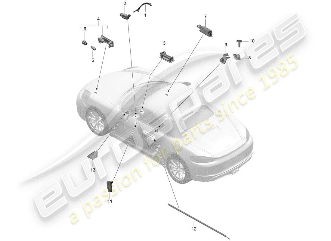 porsche 718 boxster (2018) interior lighting part diagram