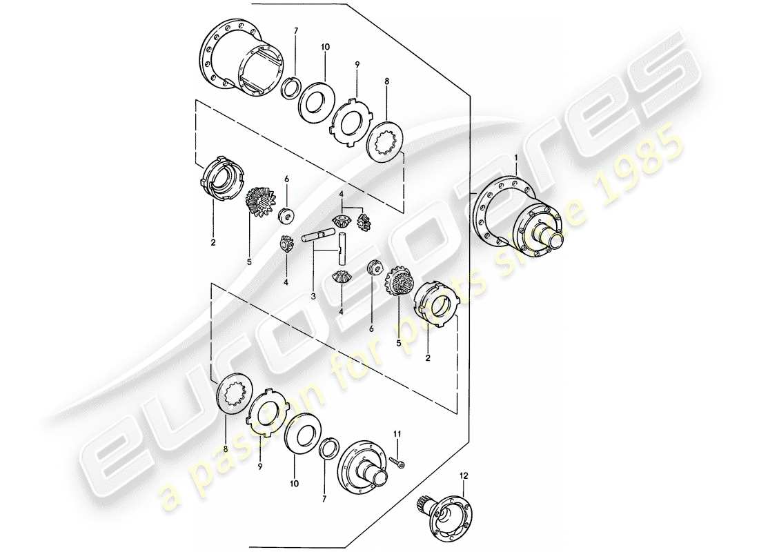 porsche 924s (1988) limited slip differential part diagram