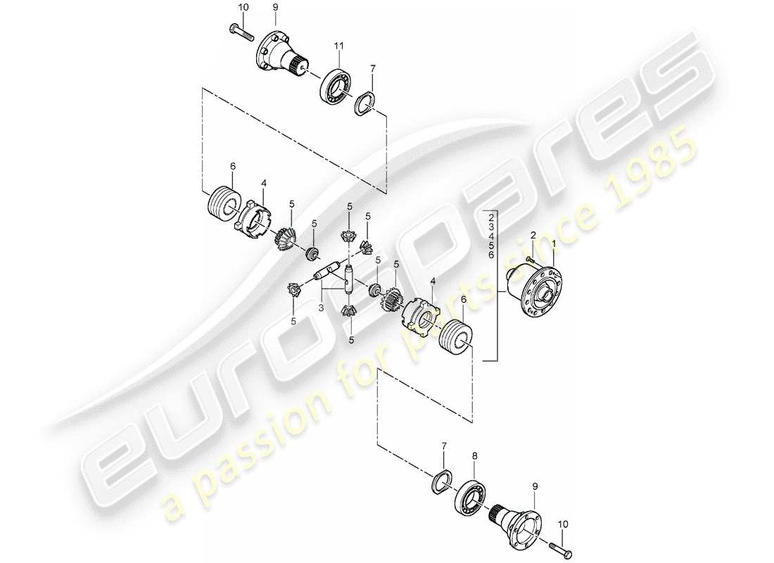 porsche 996 t/gt2 (2004) limited slip differential part diagram