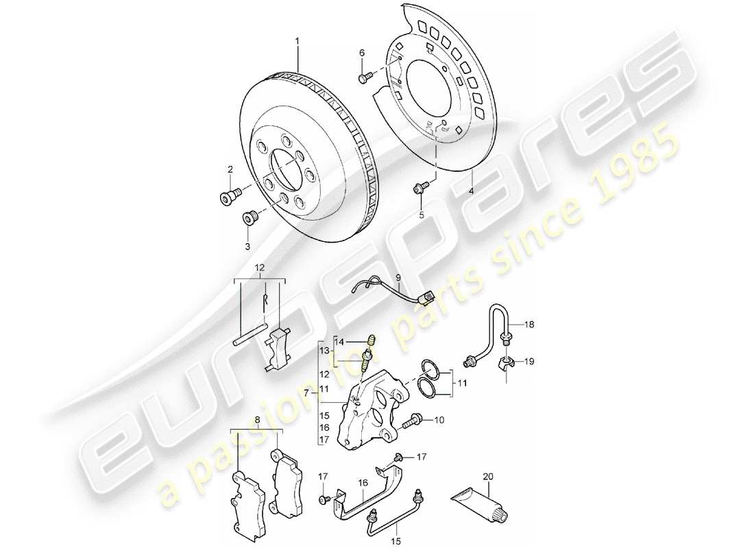 porsche cayenne (2004) disc brakes part diagram