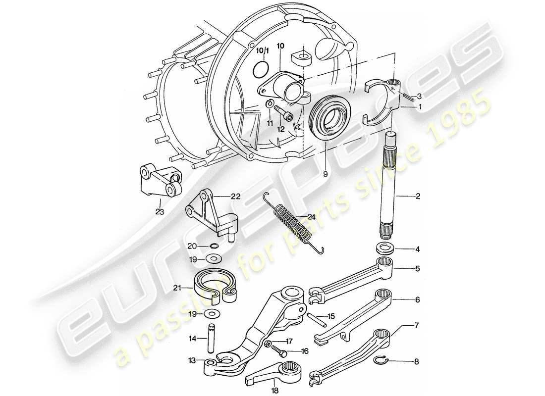 porsche 911 (1977) clutch release part diagram