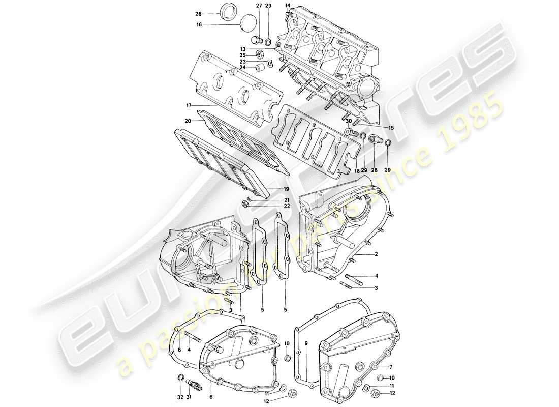 porsche 911 (1977) chain case - camshaft housing - repair set for maintenance - see illustration: part diagram