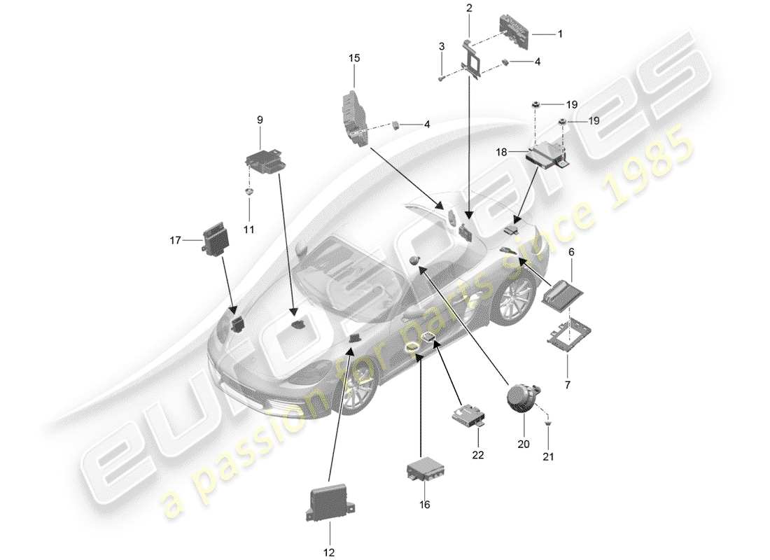 porsche 718 boxster (2018) control units part diagram