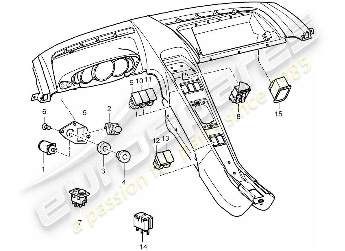 porsche carrera gt (2004) switch part diagram