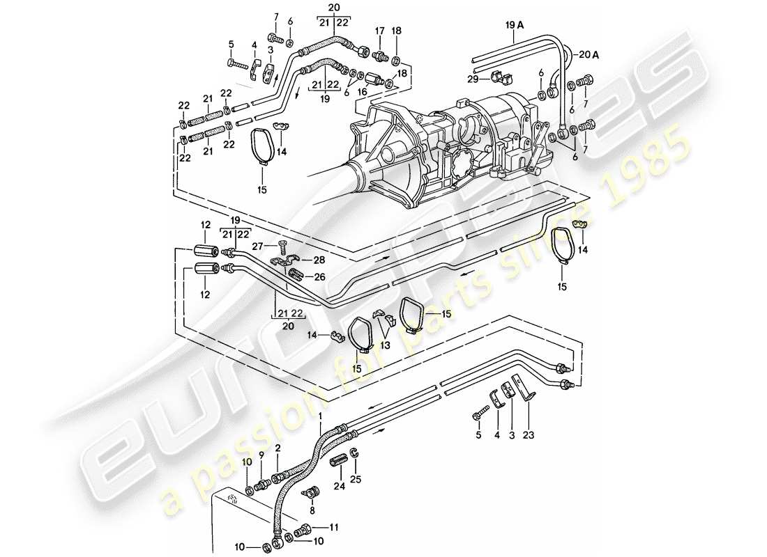 porsche 924s (1988) oil cooling - automatic transmission part diagram