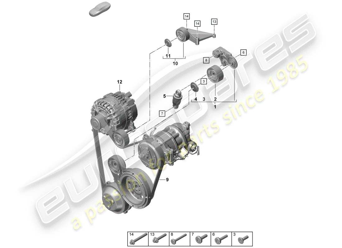 porsche boxster spyder (2020) v-ribbed belt part diagram