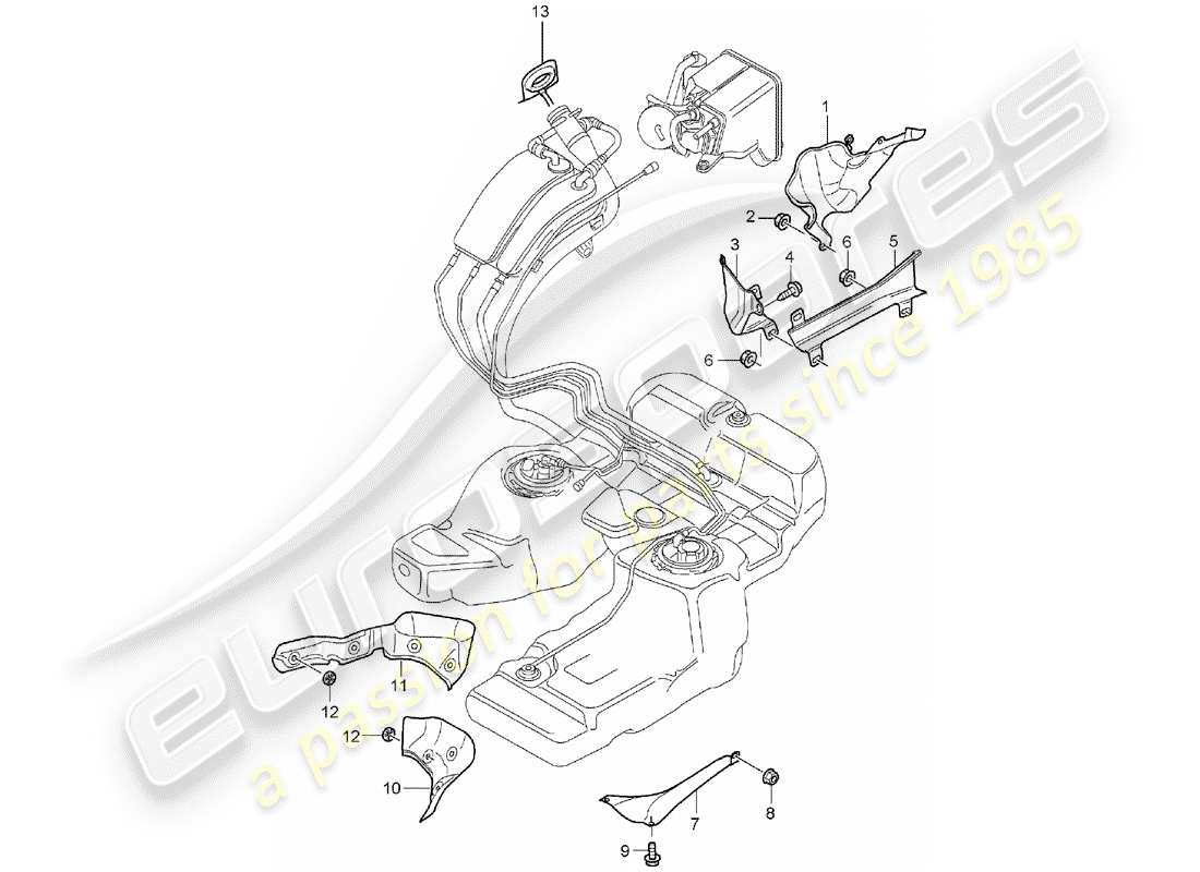 porsche cayenne (2003) fuel tank part diagram