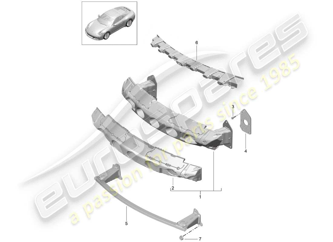 porsche 991 gen. 2 (2018) bumper bracket part diagram