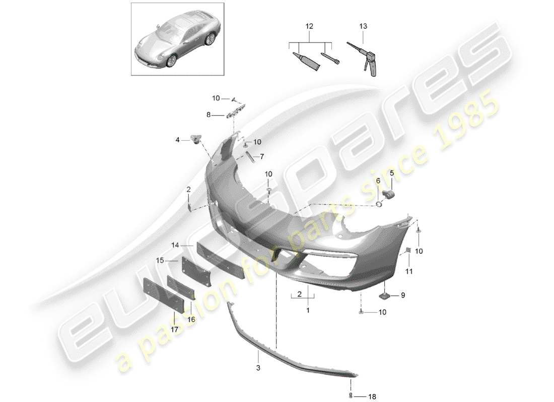 porsche 991 gen. 2 (2018) bumper part diagram