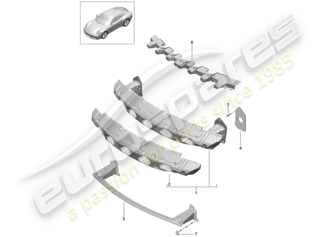 porsche 991 gen. 2 (2017) bumper bracket part diagram