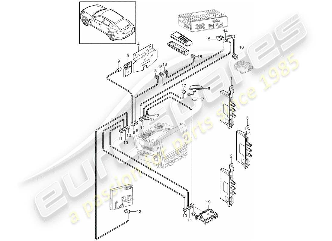 porsche panamera 970 (2013) antenna booster part diagram