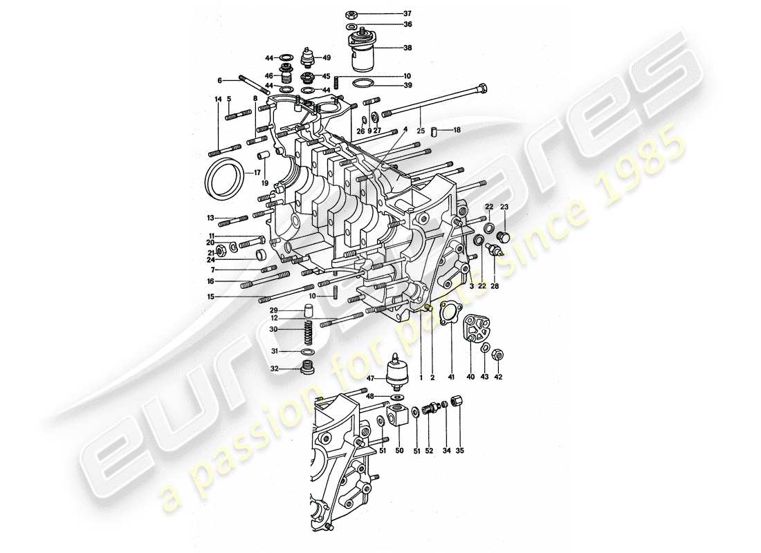 porsche 911 turbo (1977) crankcase part diagram