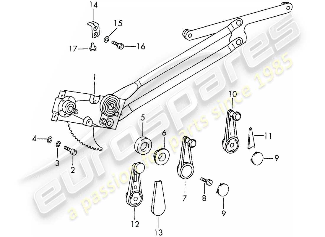 porsche 911/912 (1968) window regulator - mechanical - to fit use workshop material part diagram