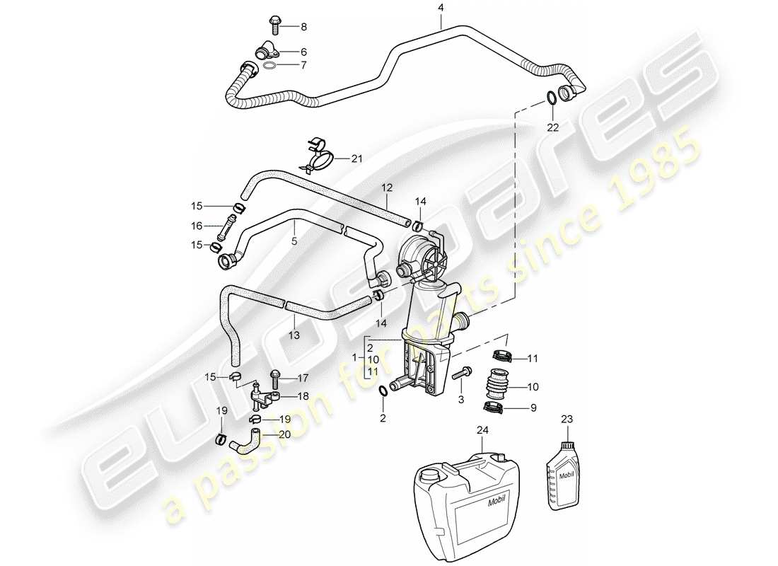 porsche 996 (2001) crankcase - oil separator part diagram