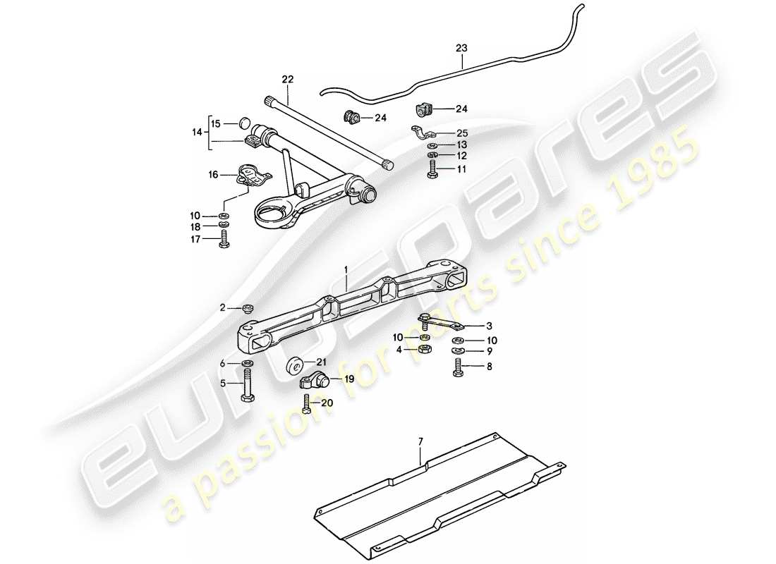 porsche 911 (1988) front axle - stabilizer part diagram