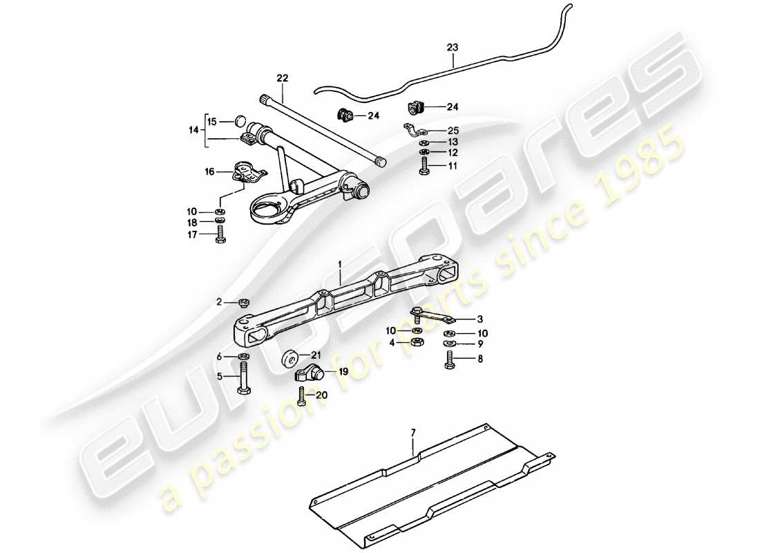 porsche 911 (1979) front axle - stabilizer part diagram