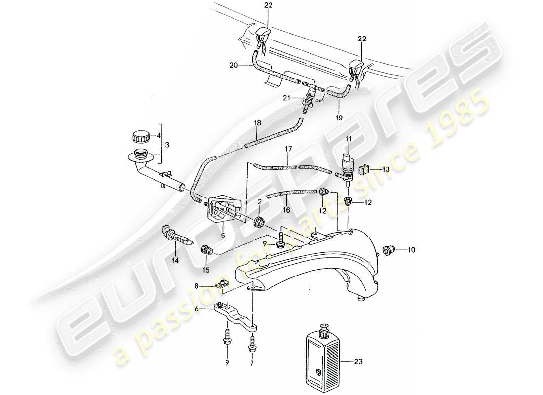 porsche 996 (2004) windshield washer unit part diagram