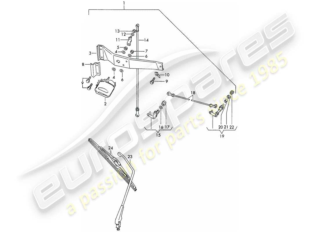 porsche 911/912 (1969) rear window wiper part diagram