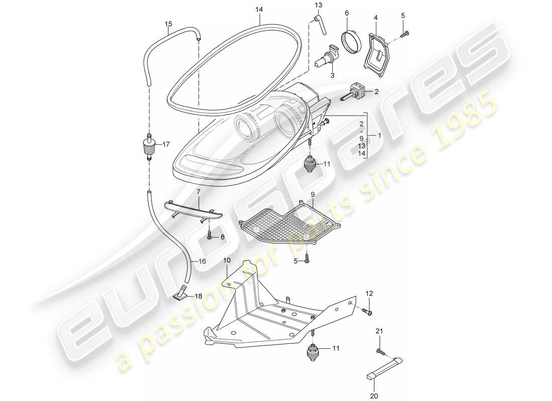 porsche carrera gt (2006) headlamp - turn signal repeater part diagram