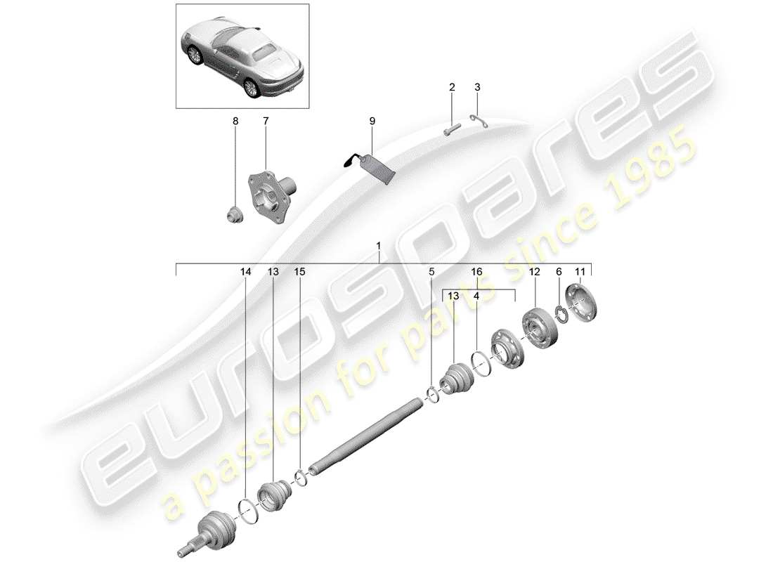 porsche 718 boxster (2020) drive shaft part diagram