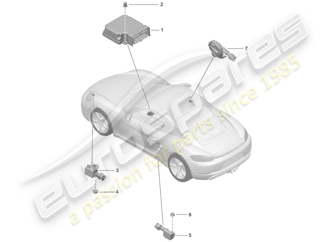 porsche 718 cayman (2017) air bag control module part diagram