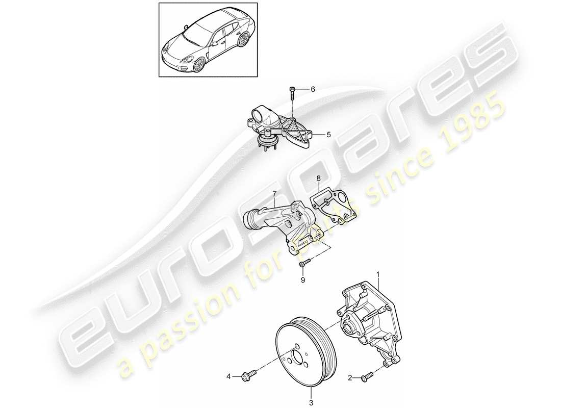 porsche panamera 970 (2010) water pump part diagram