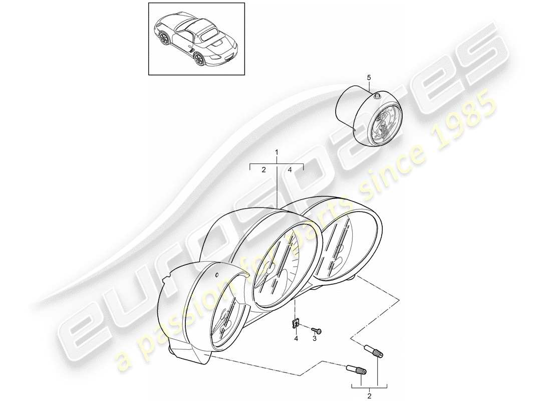 porsche boxster 987 (2009) instruments part diagram