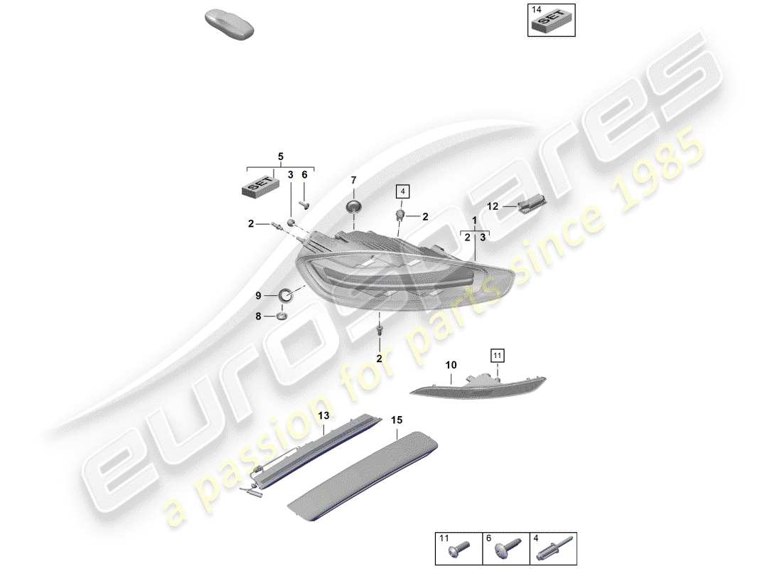 porsche boxster spyder (2020) rear light part diagram