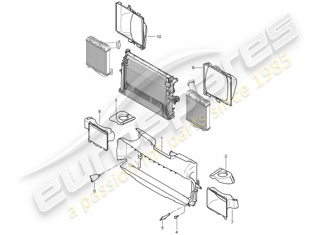 porsche cayenne (2010) cooling air duct part diagram