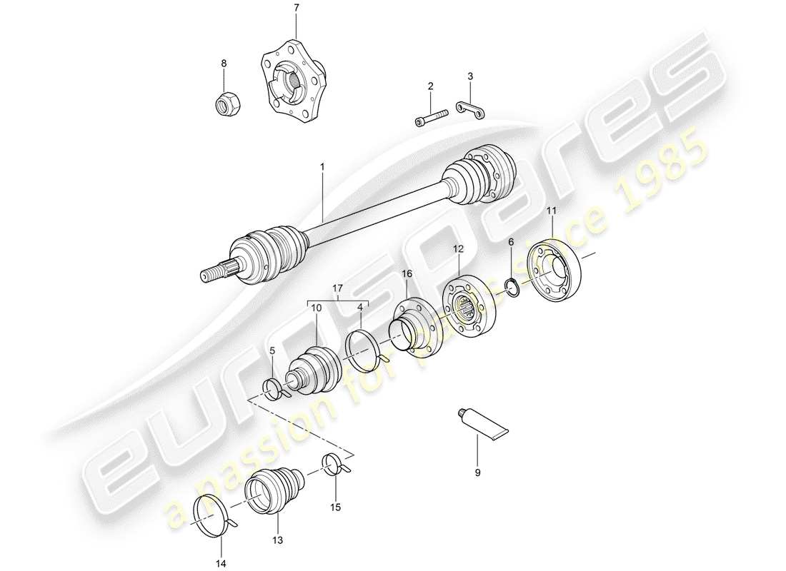 porsche cayman 987 (2008) drive shaft part diagram