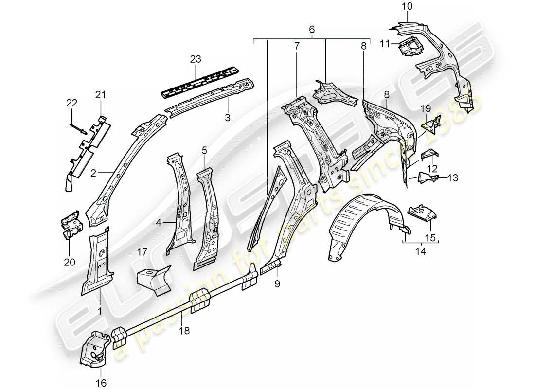 porsche cayenne (2006) side panel part diagram