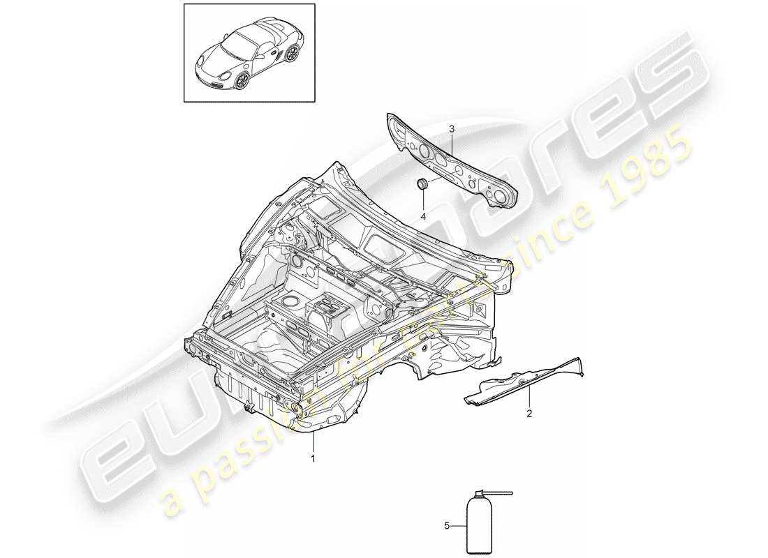 porsche boxster 987 (2010) front end part diagram