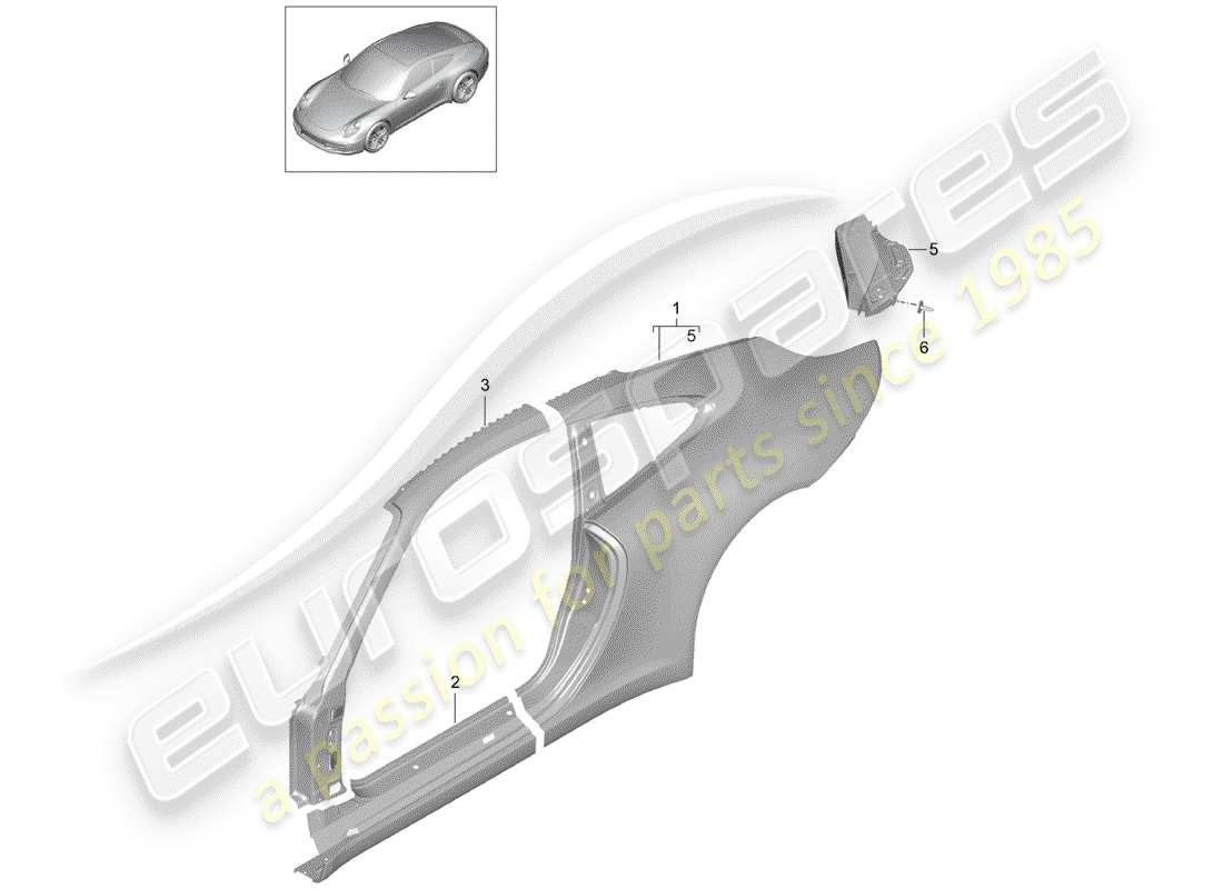 porsche 991 (2013) side panel part diagram