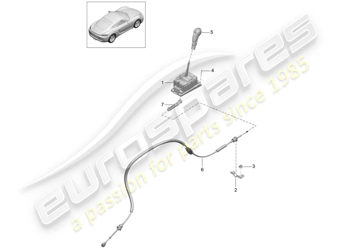 porsche 718 cayman (2020) selector lever part diagram