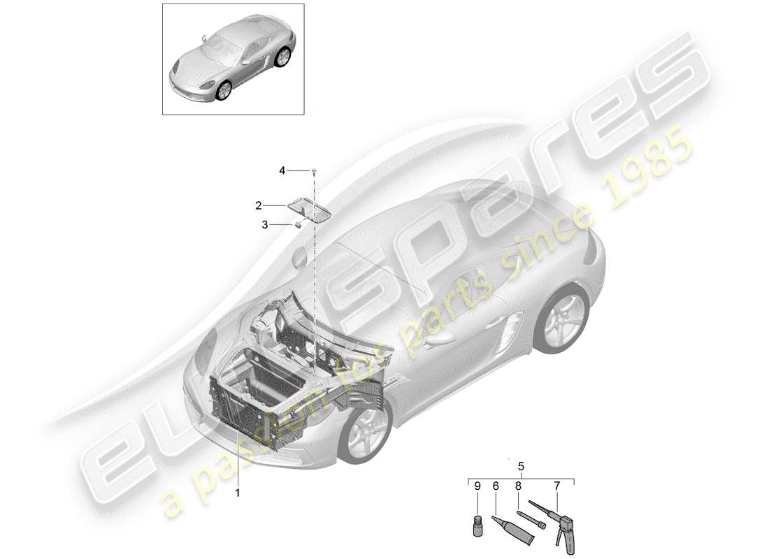 porsche 718 cayman (2020) front end part diagram