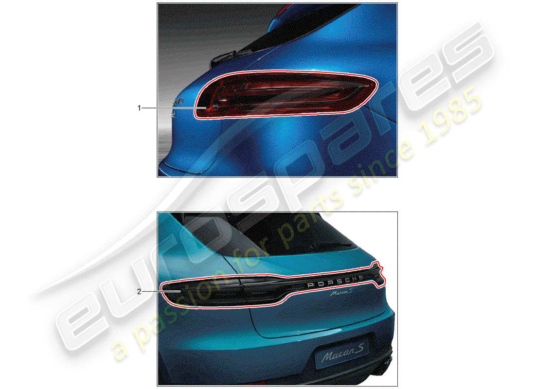 porsche tequipment macan (2018) rear light part diagram